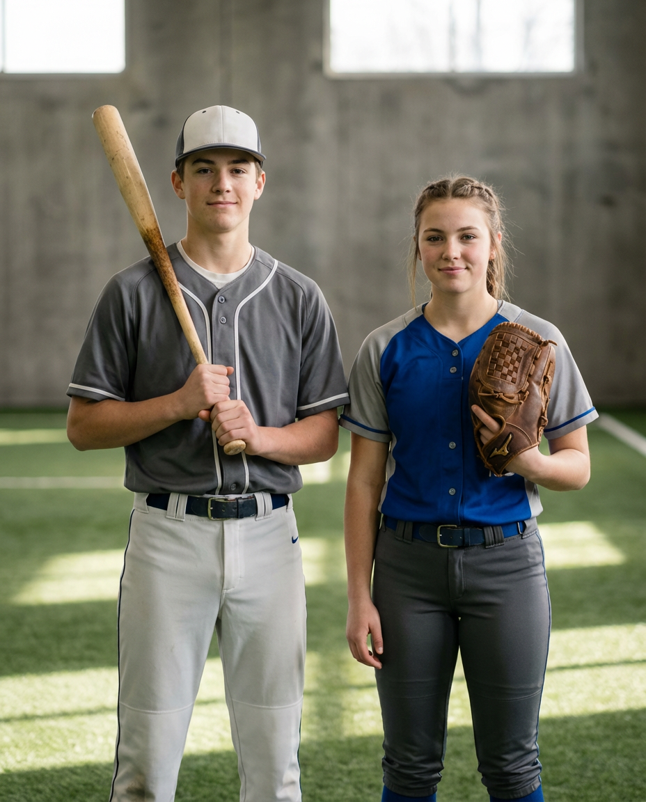 Underclassmen athlete training in a neutral setting